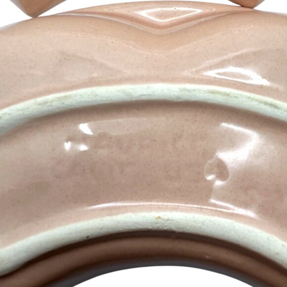 Vintage MCM Maurice of CA Pottery Serving Dish Chip Dip 5 Piece Coral Rose S-14 - Picture 5 of 12